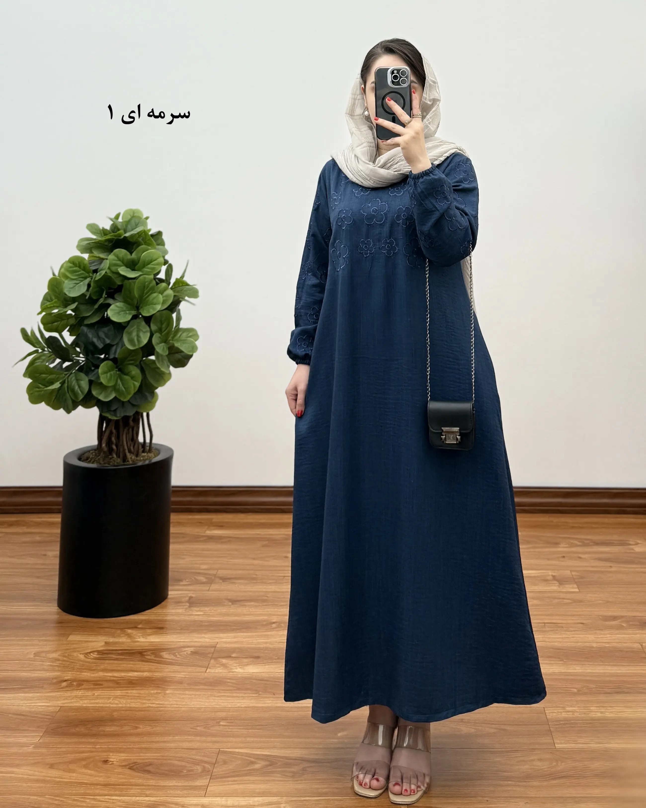 پیراهن مانتویی شانتون بلند مدل نگین